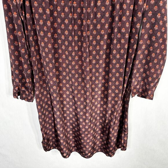 Sundance Small Petite Dress Maroon‎ Boho Shift Silky Satin Pearl Buttons 1624 - Picture 9 of 14
